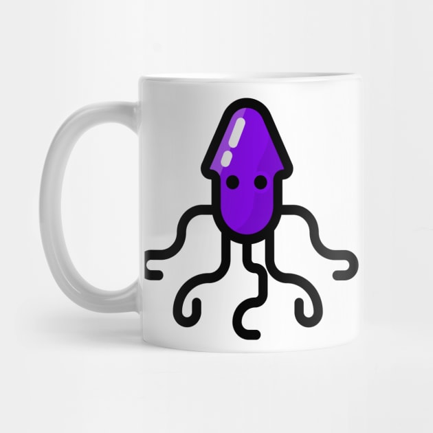 Swimming Octopus Squid Purple by BradleyHeal